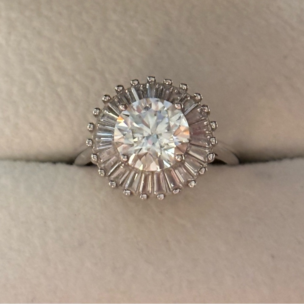 Moissanite 2ct Round Sterling Silver Ballerina Ring - Picture 5 of 7
